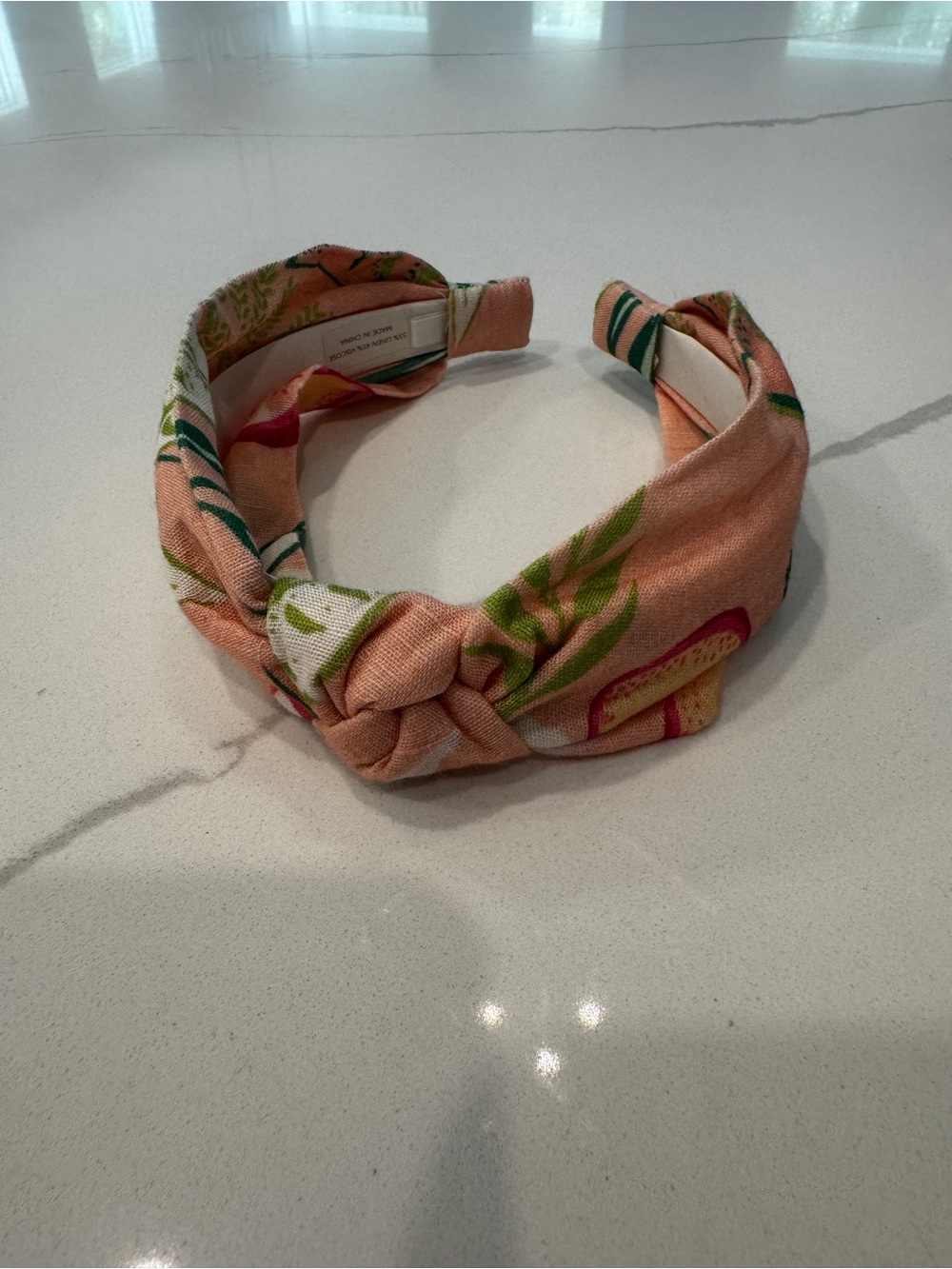 Spartina 449 Linen Knotted Headband - Peach Floral Print NWOT